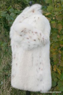 Real Blue Arctic Fox Fur Jacket Coat Thick White Soft Fluffy 