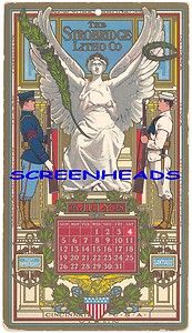   The Strobridge Litho Co Patriotic Military Litho Calendar Card