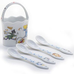 Cardew Alice in Wonderland Porcelain Tea Spoon Basket Set NEW