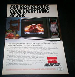 1984 Ad Sharp Carousel II Convection Microwave Turns Food Turns Out 