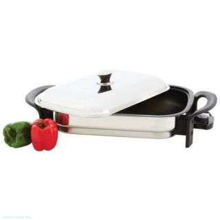   16 Rectangular Non Stick T304 Stainless Steel Electric Skillet