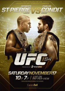 UFC 154 GSP Georges St Pierre vs Carlos Condit Poster 27 x 39 New 