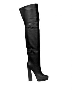 New Unique Casadei 3 in 1 Over The Knee Black Platform Boots 41 11 