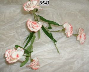 Red Tipped Long Stem Silk Carnation Flowers 3543