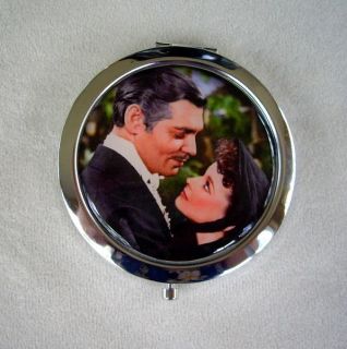 Gone with The Wind Pocket Mirror Compact 2 75 Wide Silvertone Push 