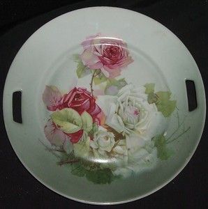 Antique Carl Schumann C S BAVARIA Porcelain PINK ROSE FLORAL Handle 