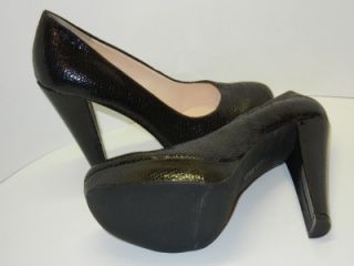 Calvin Klein Carley Womens Sz 9 M Black Leather Platform Heels Pumps 