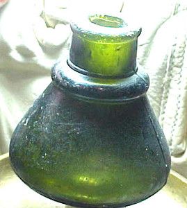 Vintage 1897 Carters Dark Green Glass Inkwell 3 Tall