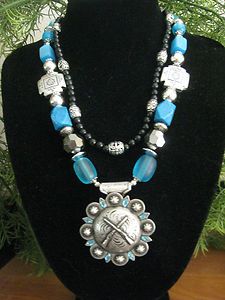Western Cowgirl Necklace Concho with Crossed Rifles Rodeo Jewelry 