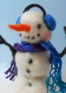 Sneffcas World Needle Felted 100 Wool Snowman in A Holiday Tin