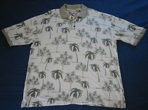 Caribbean Joe Mens Size L Let Go Rayon Cotton Short Sleeve Polo Shirt 