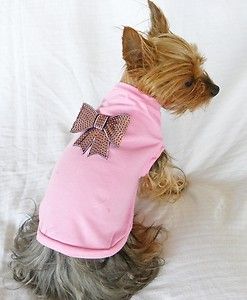 New Dog Cat Clothing Light Pink Tee Shirt 100 Cotton Bling Bow Pink 
