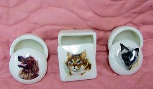 Ceramic Trinket Boxes Siamese Cat Tabby Cat Golden Retriever