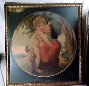 Singed C Froschl 1912 Madonna and Child Pastel Painting Austria Listed 