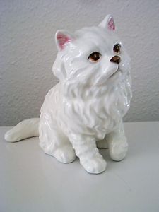Adorable Lefton White Persian Cat Figurine C 1970s