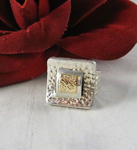   Silver 14k Gold Ornate Heavy 12g Ring Size 6 Cat Rescue
