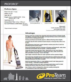 Proteam ProForce 1500XP Upright Vacuum w/ Tools