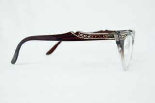   Cat Eye Brown Gradient Frame with Stones Womens Eyeglasses Clear
