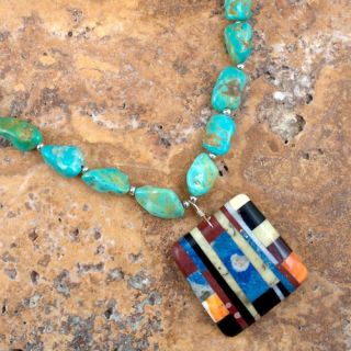 Santo Domingo Royston Turquoise and Inlay Necklace SKU#221061
