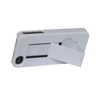 Hard Back Case Cover Skin for iPhone 4 4G 4S in White with Kick Stand 