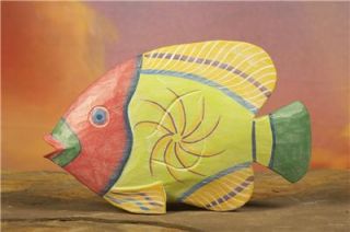 Colorful Hand Carved Wooden Fish Hand Painted Decorative Sculpture 