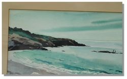 Garfield Watercolor Painting Listed Beach Sea Shore Old Nautical 