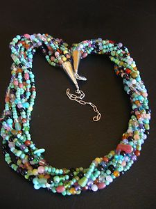 Turquoise Multistone 8 Strand Sterling Necklace by Coriz