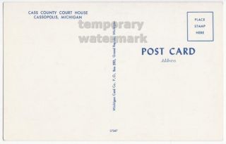 Cassopolis MI Cass County Court House c1960s Vintage Michigan Postcard 