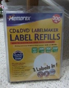 MEMOREX * CD & DVD Labelmaker Label Refills * 300 pk * NEW * Software 