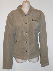 Caslon Womens Size Large Brown Stretch Corduroy Jacket Cotton Blends 