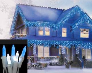 SET OF 70 BLUE AND PURE WHITE LED M5 ICICLE CHRISTMAS LIGHTS   WHITE 