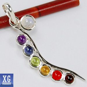 SP125041 HEALING CHAKRA RING 925 STERLING SILVER PENDANT JEWELRY
