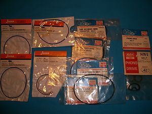 10 TOTAL CASSETTE,TAPE PLAYER, PHONO DRIVE BELTS DIFFERENT SIZES OLD 