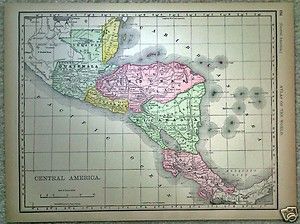 Original Map of Central America from the 1894 Rand McNally Library 