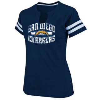 San Diego Chargers Blue Womens Go For Two II Split Neck T Shirt
