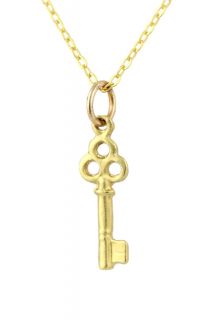 Charlene K Gold Circle Key Pendant Necklace   14 K Gold Vermeil