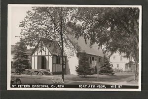Fort Atkinson Wisconsin Wi c1949 RPPC St Peters Church