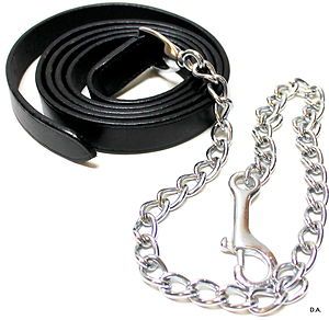 Black Leather Lead Shank w 28 chain and Snap Horse Tack Equine
