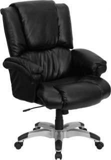 Overstuffed Black Leather Executive High Back Office Desk Task Chairs 
