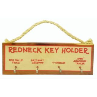 Cedar Wood Redneck Key Holder 4 Hooks Hanging Wall Decor 9 x 3 Key 