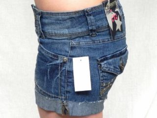 Celebrity Pink Jeans Blue Jean Flap Pocket Junior Short Shorts Size 1 