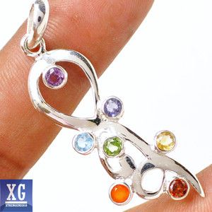 SP131647 HEALING CHAKRA RING 925 STERLING SILVER PENDANT JEWELRY