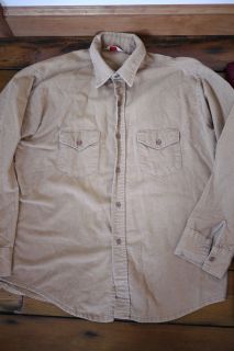 Lot of 2 Vintage 100 Soft Cotton Chamois Long Sleeve Mens Shirts USA L 