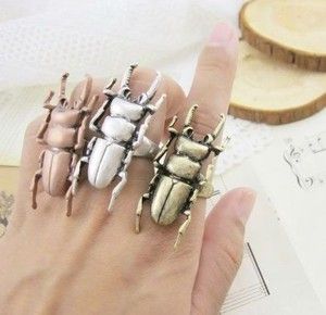 Antiqued Colors Metal Beetles Finger Ring Cool