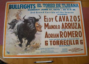 Bullfighting Poster Mexico 1979 Eloy Cavazos Arruza