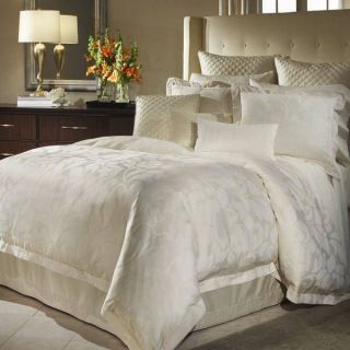Bloomingdales Charisma Duchess 3pc Queen Duvet Cover Set Ivory New 