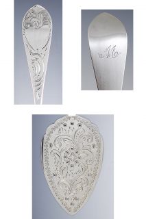   QUALITY AMERICAN COIN SILVER PIE/CAKE SERVER by N&T FOSTER mid 1800s