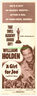 Force of Arms Movie Poster H Sheet R1954 William Holden