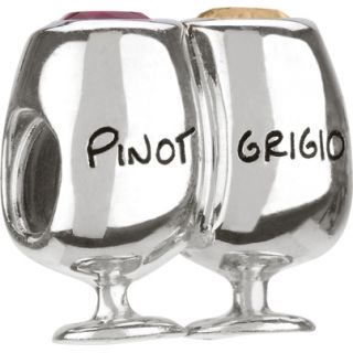 This is a sterling silver Chamilia bead of Two wine Glasses. Boasting 
