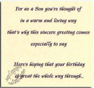 Son Birthday Card Large to A Special Son WL079